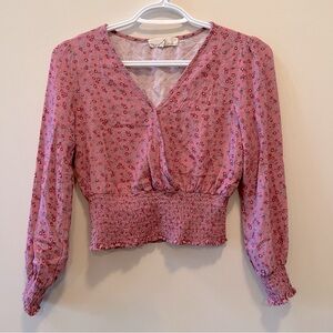 Floral Daisy & Delilah Smocked Waist Crop Blouse